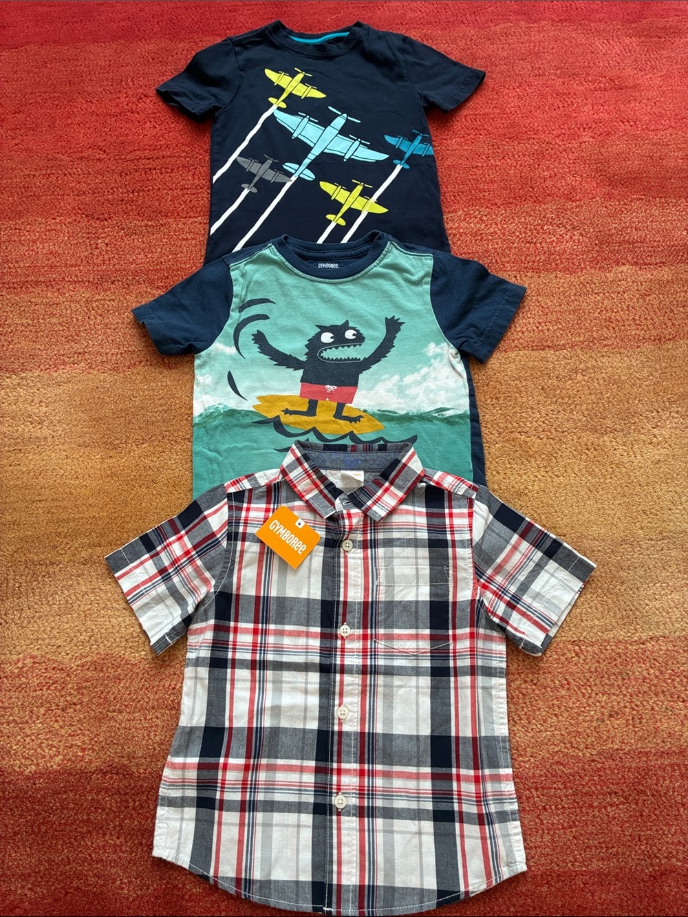 Set of 3 Gymboree Boys Short-Sleeve Button-Up Shirt & 2 t-shirts, size 3T